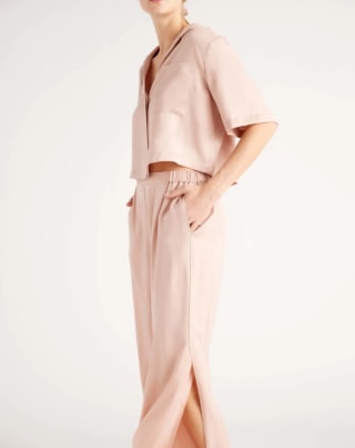 100% Washable Silk Button Up & Pants Pajama Set