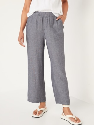 High-Waisted Linen-Blend Wide-Leg Pants for Women