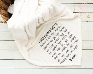 Hugs From Heaven Throw Blanket, Memorial Gift, Sympathy Gift, Celebration of Life, Bereavement Gift, Loss of Husband, Soft Mink Cozy Blanket