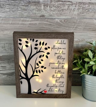 A limb has fallen, Sympathy Gift, Memorial Frame, Keepsake, Memory Frame, Bereavement Gift, Sympathy Frame, Memorial Shadow Box,