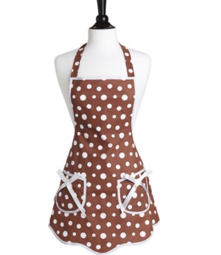 Brown & White Retro Polka Dot Ava Apron