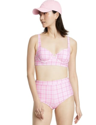 High Waist Gingham Bikini Bottom