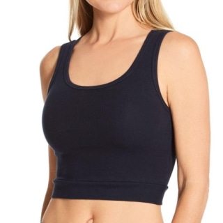 Women's Bra:30 SPORTY Bra30 1/2 Tank Rib Top (Navy L)