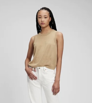 Linen Blend Shell Tank Top