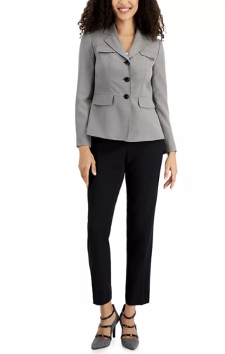 Le Suit Flap-Pocket Contrast Pantsuit