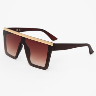Claire's Gold Bar Shield Sunglasses