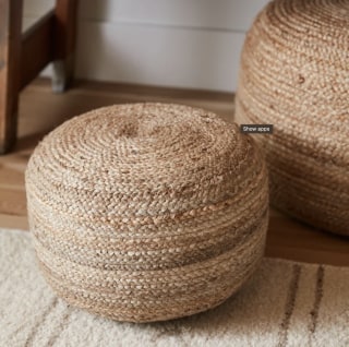 Teele 18-Inch Wide Round Pouf Ottoman