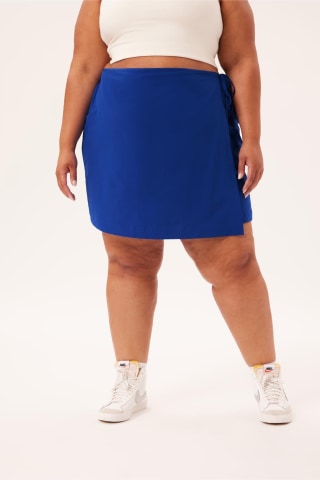 Dark Olive Stretch Woven Wrap Skort