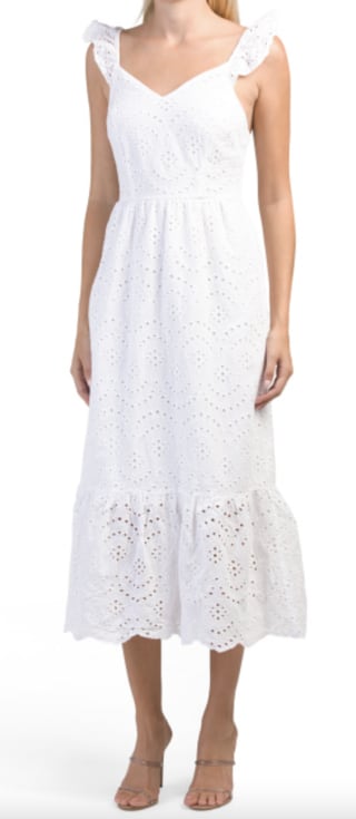 Eyelet Ruffle Hem Maxi Dress