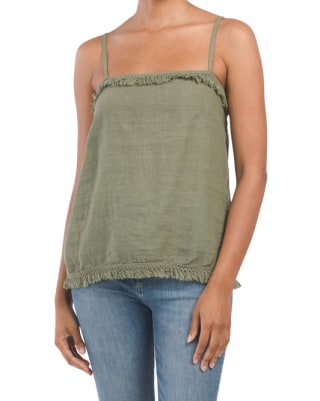 Made In Italy Linen Fringe Tank
