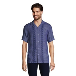 Men's Linen Camp Collar Short Sleeve Shirt