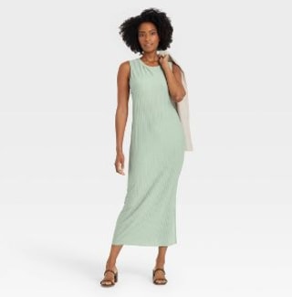 Sleeveless Plisse Knit Dress