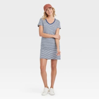 Women's Short Sleeve T-Shirt Dress - Universal Thread(TM) Blue Striped