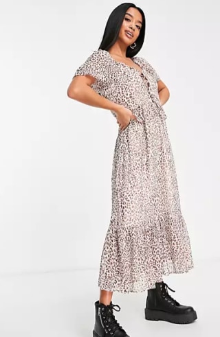 Petite Chiffon Tie Front Maxi Dress