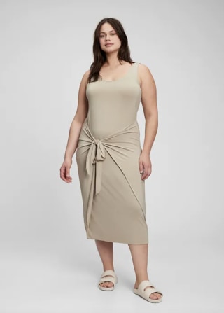 Tie-Wrap Midi Dress