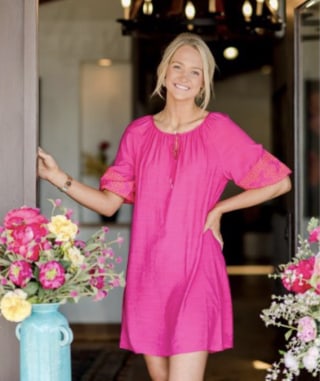 Embroidered Sleeve Dress