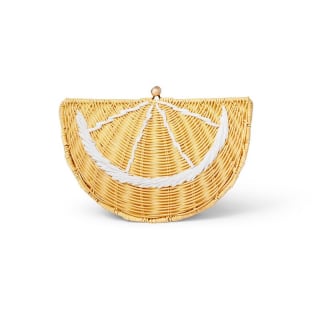 Tabitha Brown Lemon Rattan Clutch Handbag