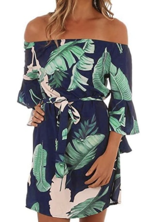 Off-Shoulder Ruffle Tunic Dress