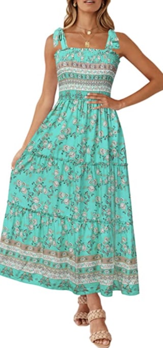 Boho Smocked  Maxi Dress