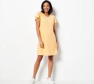 Petite Flutter-Sleeve T-Shirt Dress