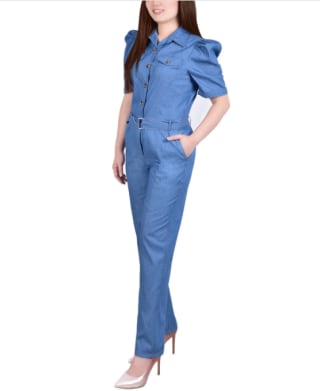 Petite Short Sleeve Belted Jumpsuit