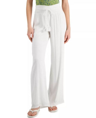 Textured Drawstring-Waist Pants