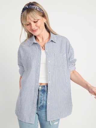 Oversized Striped Boyfriend Shirt for Women