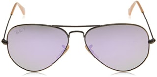 Ray-Ban RB3025 Classic Aviator Sunglasses, Matte Gold/Blue Mirror Polarized, 58 mm