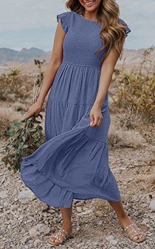MEROKEETY Women's Midi Summer Dress
