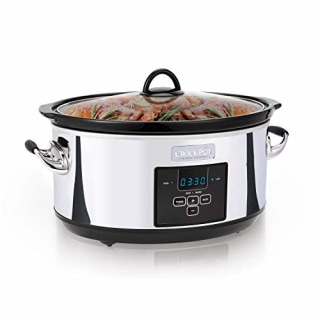Crockpot 7 Quart Slow Cooker with Programmable Controls and Digital Timer, Polished Platinum