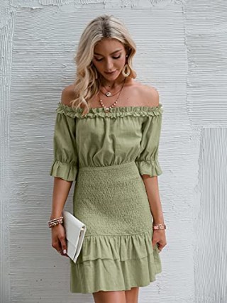 Amegoya Women's Summer Off Shoulder Mini Dress