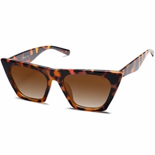 SOJOS Oversized Square Cateye Polarized Sunglasses for Women Men Big Trendy Sunnies SJ2115, Brown Tortoise/Brown