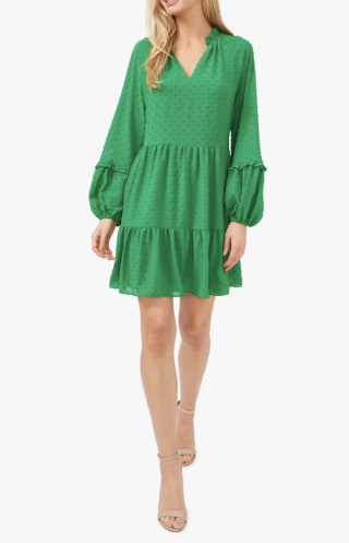 Ruffle Long Sleeve Shift Dress