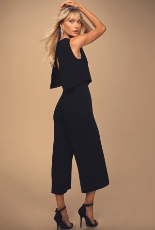 Glam-bition Black Backless Midi Jumpsuit