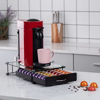 Flagship Coffee Vertuo Capsule Holder Storage Drawer Glass for Nespresso Vertuo Pod Storage Holder Pods Organizer Clear