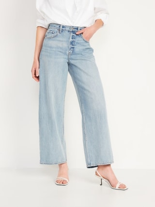 Extra High-Waisted Baggy Wide-Leg Non-Stretch Jeans for Women
