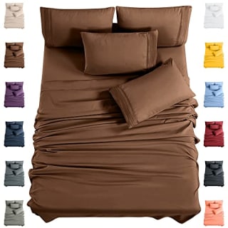 Bondiance 6 Piece Sheet Set - Luxury Full Size Bed Sheets - 15" Deep Pocket - Brushed Microfiber 1800 Thread Count- Extra Soft - Breathable - Wrinkle Free - Suitable for Hotels(Full, Brown)