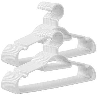 SONGMICS Plastic Hangers, 30 Pack Lightweight Space-Saving Hangers, Hangs up to 8 lb, Heavy-Duty Clothes Hangers for Coats, Pants, Dresses, White UCRP007W30