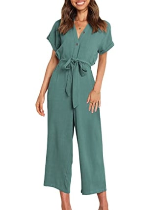 Anrabess Tie-Waist Wide Leg Jumpsuit