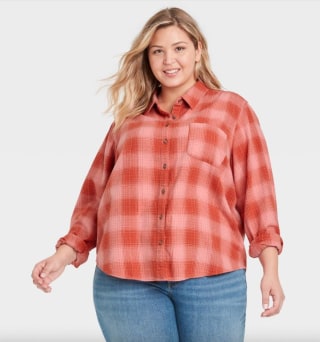 Women's Long Sleeve Flannel Button-Down Shirt