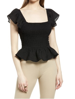 Smocked Peplum Top