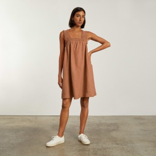 Everlane Smocked Linen Midi Dress