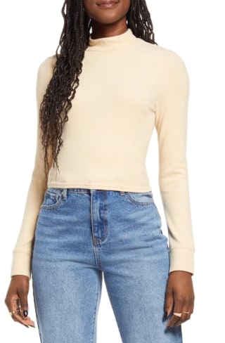 Easy Rib Mock Neck Top