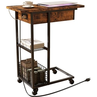 C-Shaped End Table with Charging Station