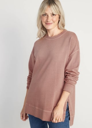 Oversized Boyfriend Garment-Dyed Tunic Sweatshirt