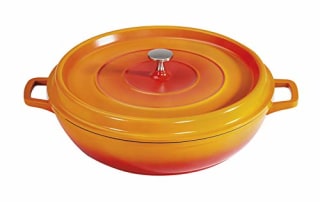 GET Heiss Lightweight Cast Aluminum Braiser Pan/Casserole Dish, 3 Quart, Orange