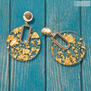 Gold flake Acetate earrings, Statement earrings, Acrylic earrings, Geometric earrings, Resin earring, XL large earring, Minimalist earring