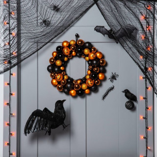 Halloween Pumpkin Orange and Black Shatterproof Halloween Wreath - Hyde & EEK! Boutique