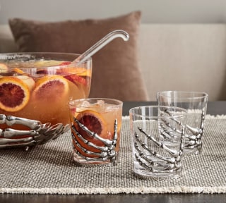 Skeleton Hand Double Old Fashioned Glass