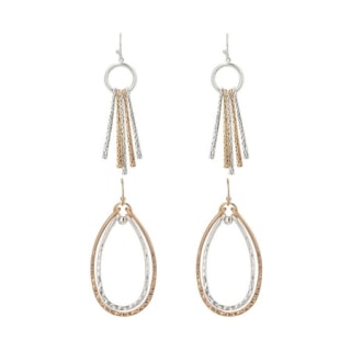 Hammered Mixed Metal Duo Drop Earrings